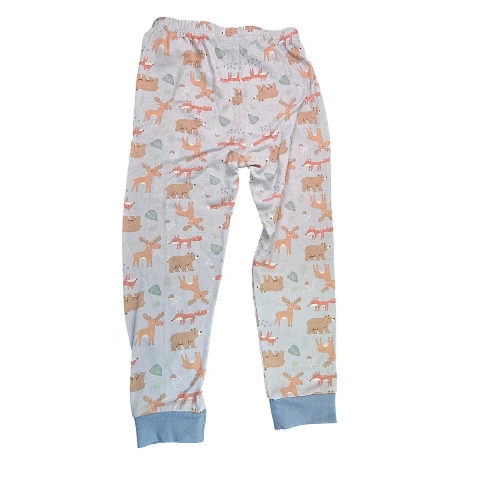 Shelry Bearpaw Kids Pajama Set Size 4 Construction Woodland Animals Grey Blue